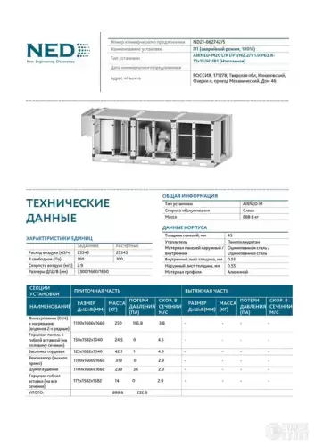 Приточная установка общеобменной вентиляции AIRNED-M20 950185 фото 3