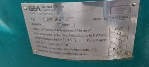 Сепаратор GEA WESTFALIA 950028 фото 5