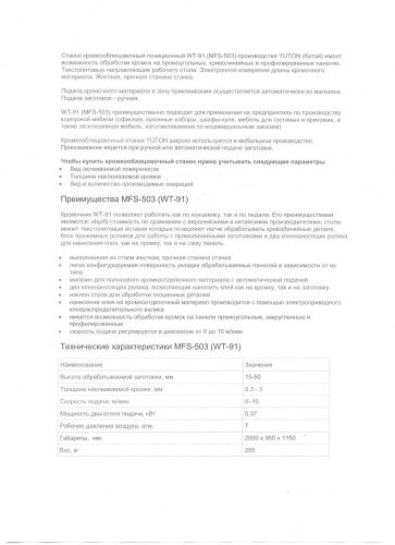 Кромкооблицовочный станок MFS-503 (WT-91) 230038 фото 2