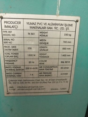 Одноголовочный сварочный станок YILMAZ TK 501 950125 фото 2