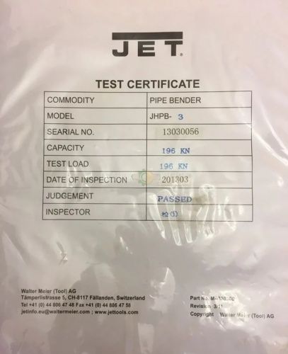 Трубогиб JET JHPB-3 800011 фото 8